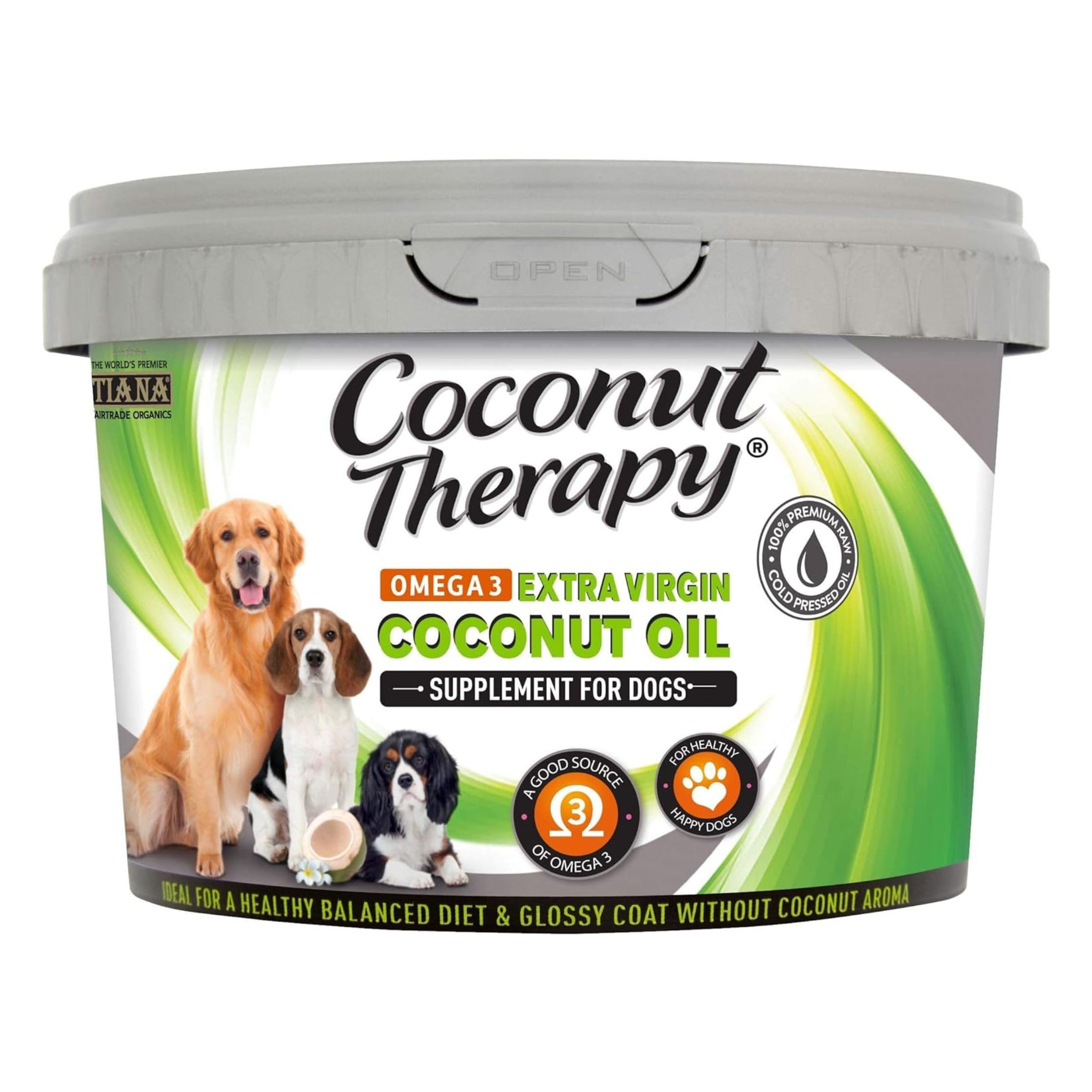 Coconut Therapy® Omega-3 Supplement for Dogs 500g – Plant-Based Coconut Oil & Hempseed Oil – Vegan, Natural Support for Coat, Skin, Joints, Digestion & Immunity