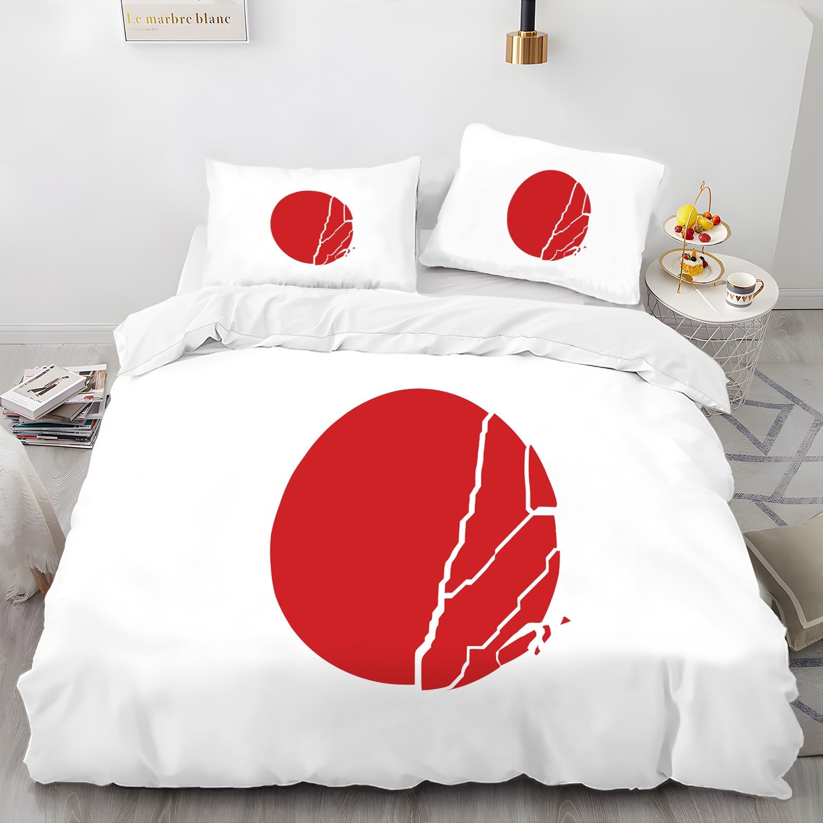 Housse de Couette 240x260 en Microfibre Supérieure Motif Soleil Réversible