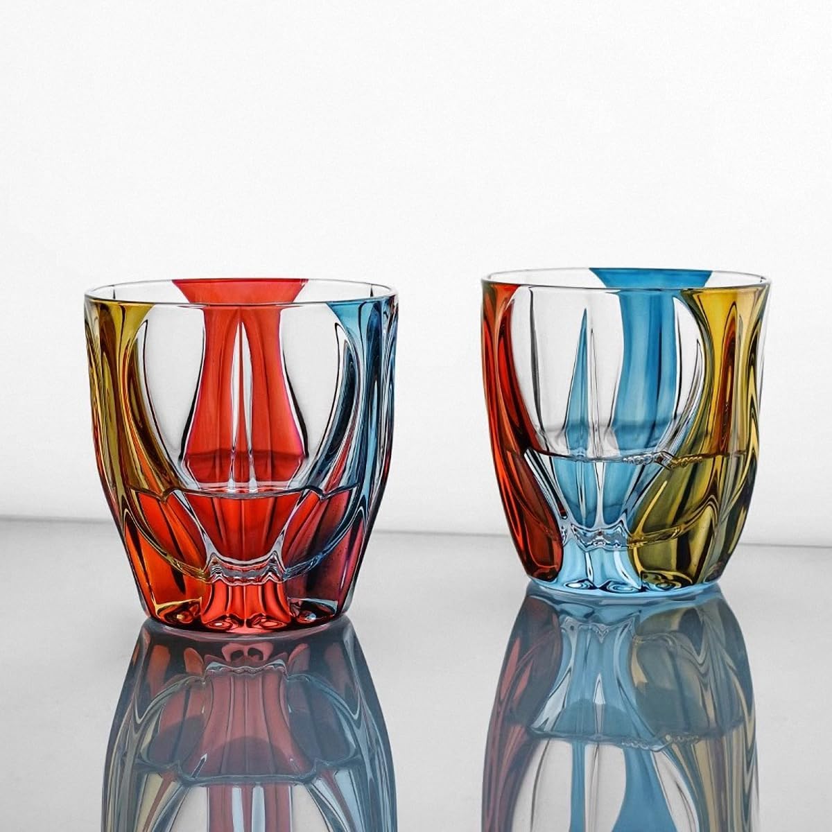 MAGCOLOR Hand painted Crystal Colorful Whiskey Glasses Set of 2, 11 oz Old Fashioned Drinking Glassware, Premium Barware, Scotch, Bourbon & Cocktail Rocks Glasses, Perfect Whiskey Gifts for Men. - Image 4