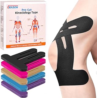 Sponsored Ad - Precut Kinesiology Tape for Knees, 10 Pcs - Knee Support & Stability, Knee Pain Relief Athletic Tape - Waterproof & Elastic, Breathable Hypoallergenic Latex-Free Tape, Black