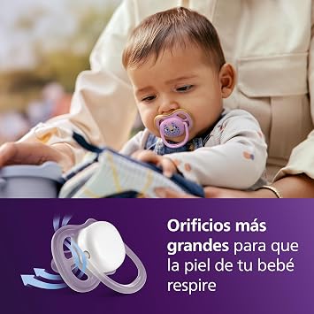 Philips Avent Ultra Air Pacifiers: Anatomically Designed for Babies 6-18 Months, Soft Silicone Symmetrical Teat BPA-Free with Sterilizer Case, 2-Pack, SCF087/13