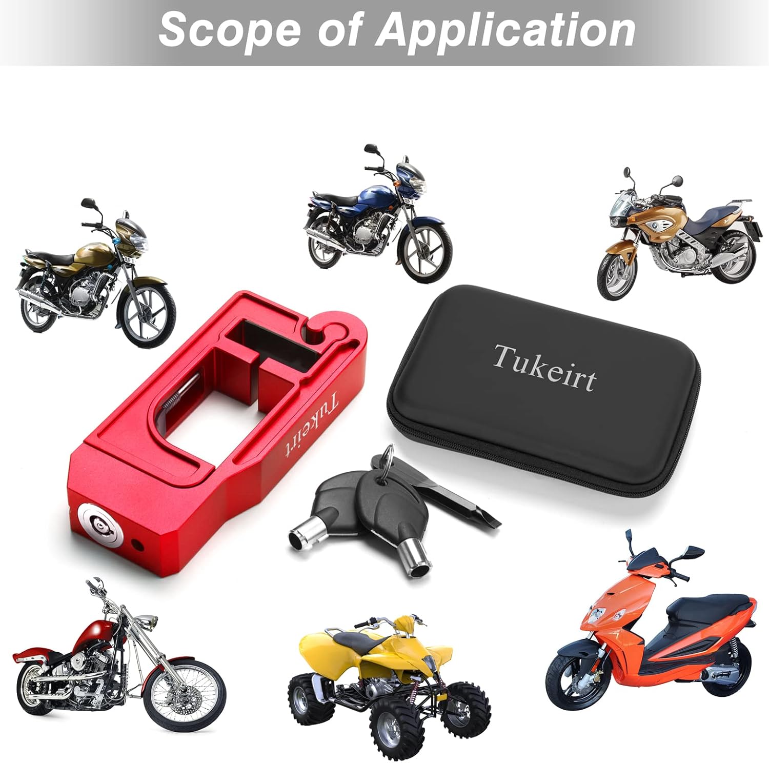 Buy Tukeirt Motorcycle Lock Adjustable Anti Theft for Motorcycles