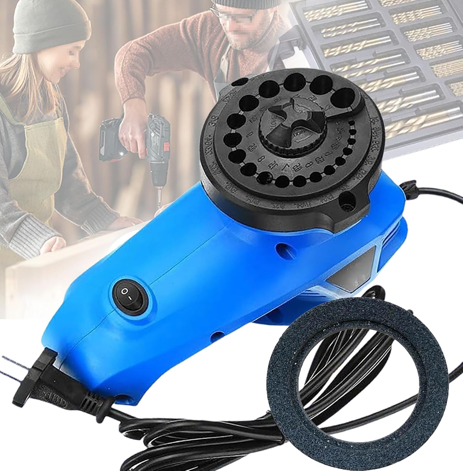 Power Drill Bit Sharpener for Twist Bits Drill Bit Sharpener for All Bits(1/8''- 15/32''), Twist Drill Bit Sharpener Grinder, Portable Drill Bit Sharpener Machine, 130° Standard Drill Bits