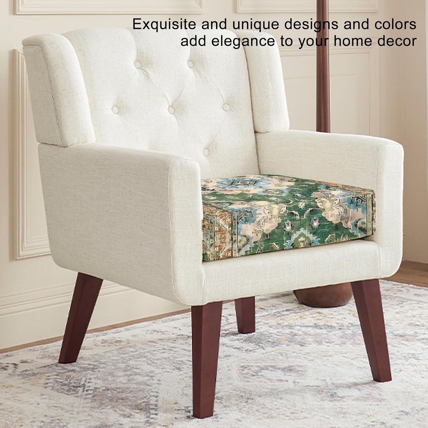 3PCS Printed Couch Cushion Covers,Washable Boho Decor Printed Elastic Sofa Cover,Indoor Outdoor Sofa Slipcovers -Green