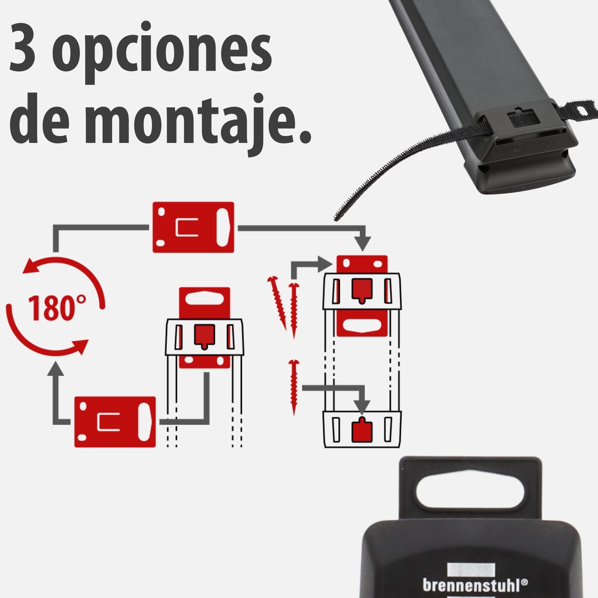 Brennenstuhl Premium-Line regleta enchufes de 6 Tomas con protección contra sobretensiones hasta 60.000 A (Cable de 5 m, Interruptor, montable, Fabricado en Alemania) Negro