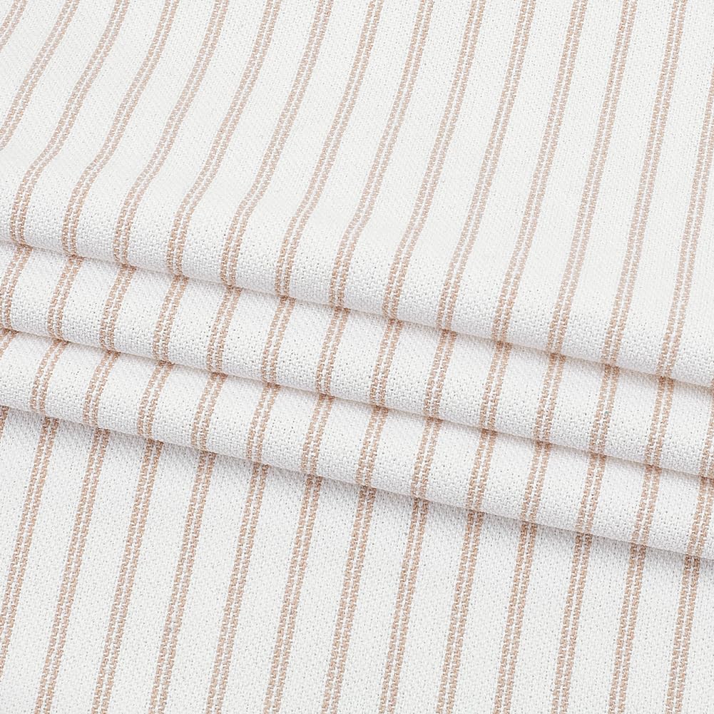 AHANDMAKER Camel White Striped Fabric, Woven Ticking Striped Polyester Fabric Simple Style Line Pattern Fabrics for Upholstery Tablecloths Pillows Curtains Clothing DIY Crafts Home Decor, 39x58 Inch