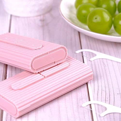 Miniatura 5 de TWOGEMY Hilo dental rosa, paquete de 2, 10 unidades y 50 unidadescaja, paquete total de 70 púas de hilo dental para adultos en la comida. El juego