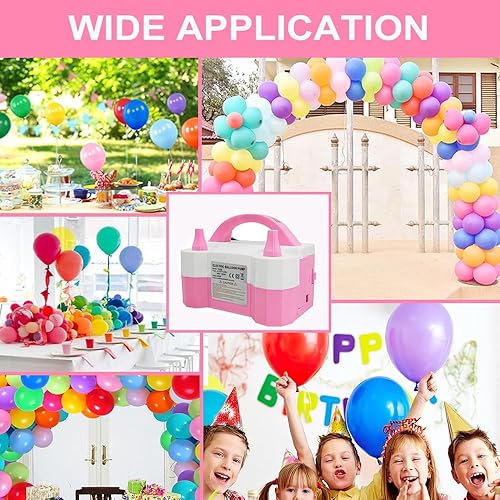 Miniatura 6 de Bomba eléctrica de globos, inflador portátil de doble boquilla con herramientas de atar globos para decoración de globos, bodas, fiestas de