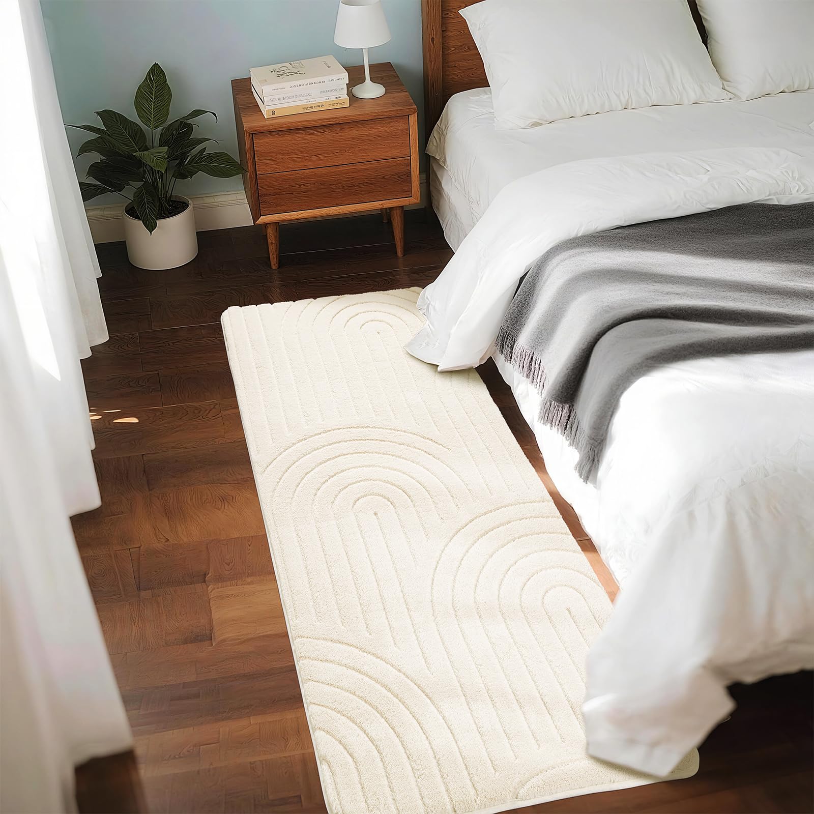 Alfombra de salón Puremy tacto suave con relieve de alta densidad y arcos modernos