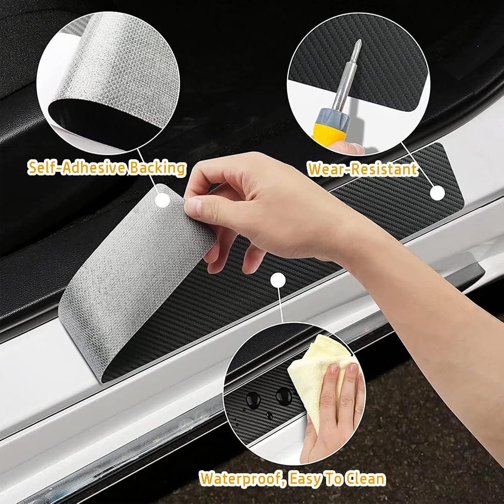 Battitacco Auto AntiGraffio per MG ZS EZS 2017-2025 2026, Adesivi Protezione Soglia Portiera in Fibra di Carbonio, Pellicola Protettiva Impermeabile Accessori