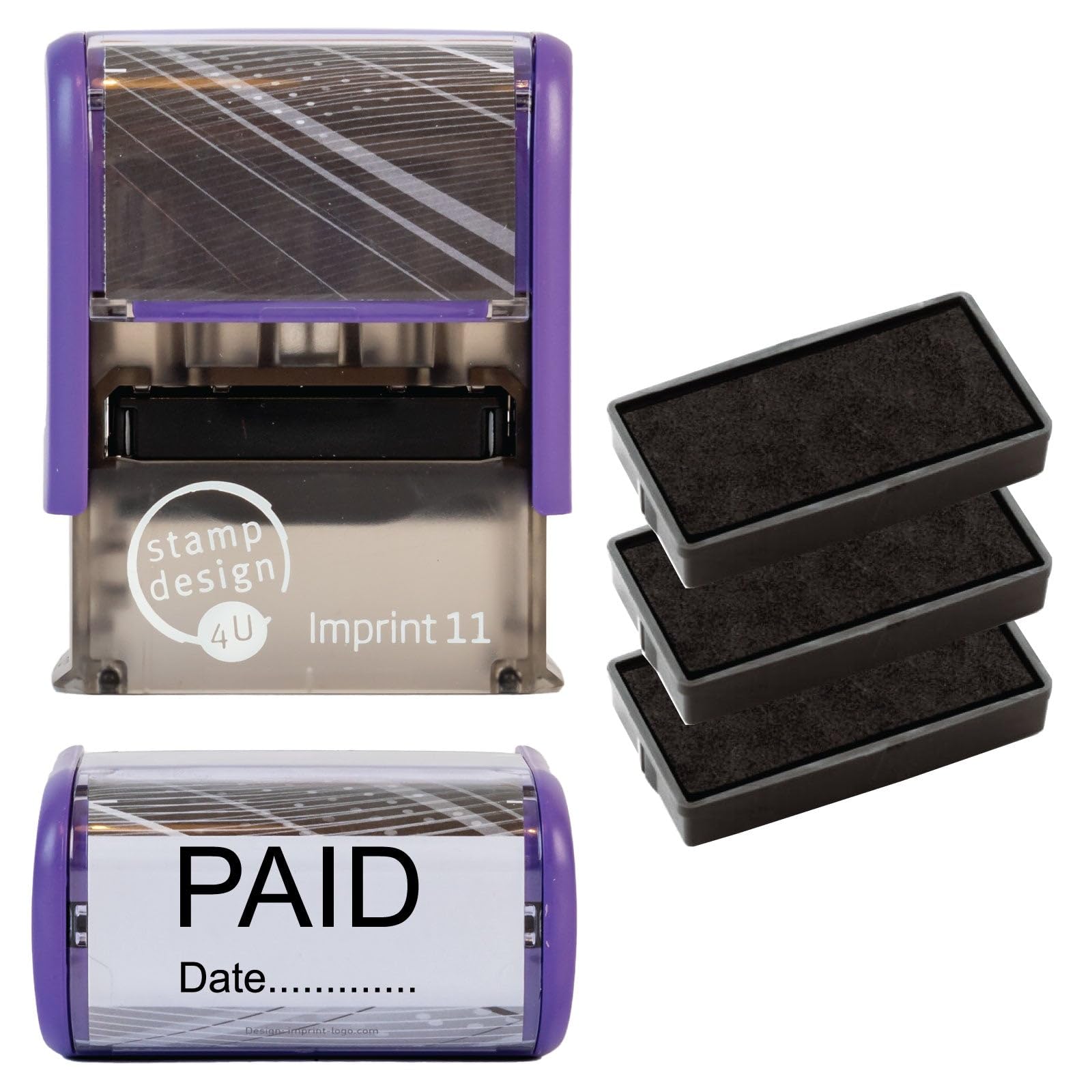 Paid with Date Rubber Stamp Self Inking- SD4U Imprint 11 38 x 14mm - Capital Bold Lettering to Ink Your Documents