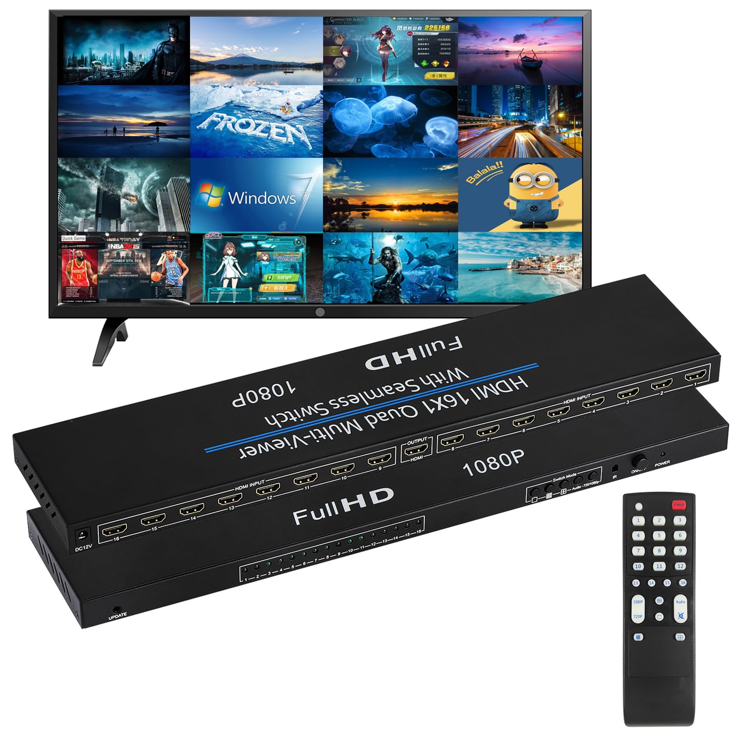 Amazon.com: HDMI Quad MultiViewer 16x1, Seamless Switcher 16 in 1