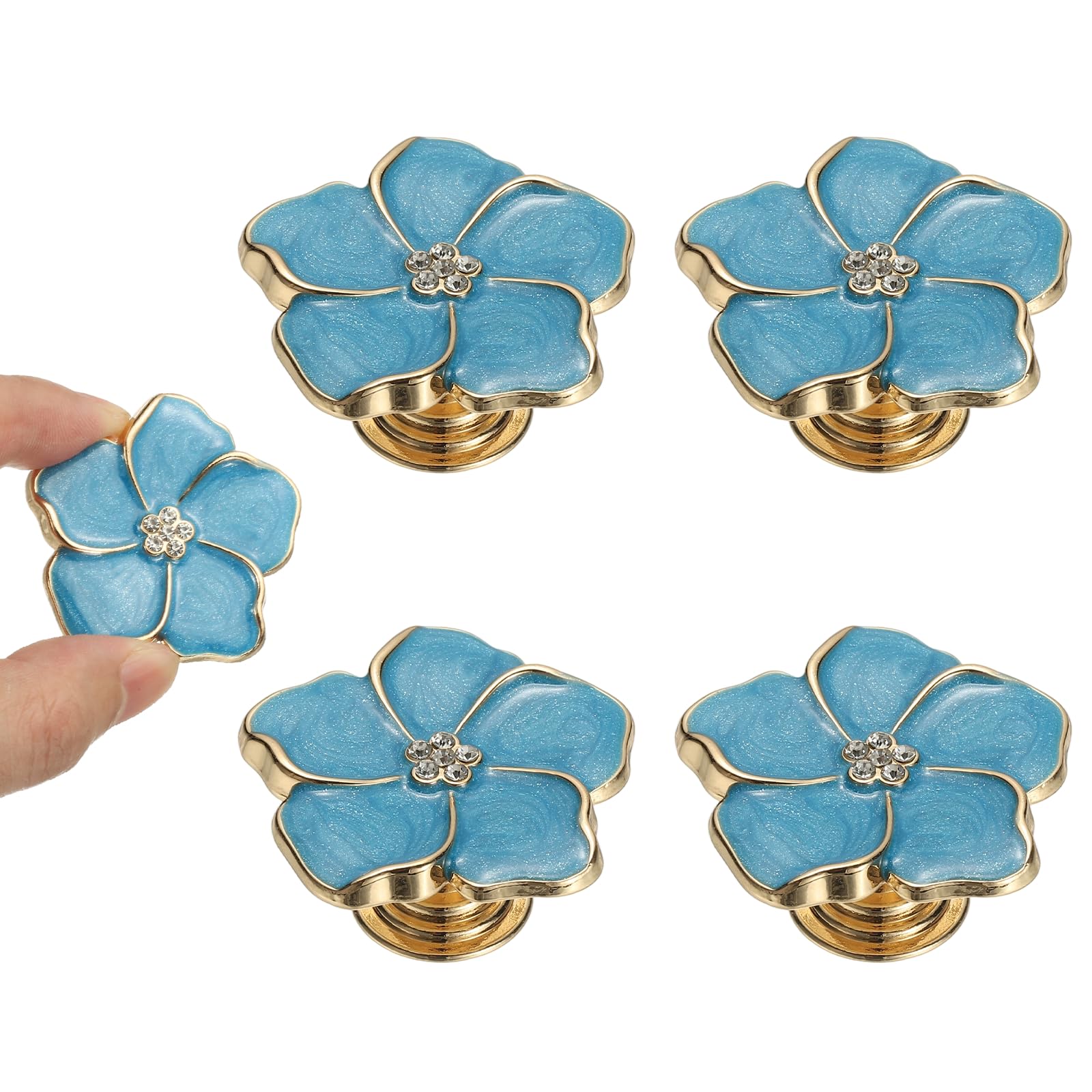 sourcing map 4pcs Kitchen Cabinet Knobs, Single Hole Cabinet Drawer Pulls for Drawers Wardrobes Furniture Decoration Blue