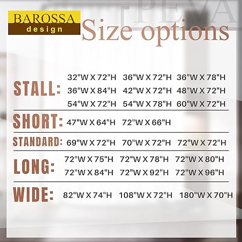 Vista 248 de Barossa Design - Forro de cortina de PEVA para ducha, calidad prémium, sin olor químico, no contiene PVC ni BPA, ligero, tamaño estándar, con 3 Gris