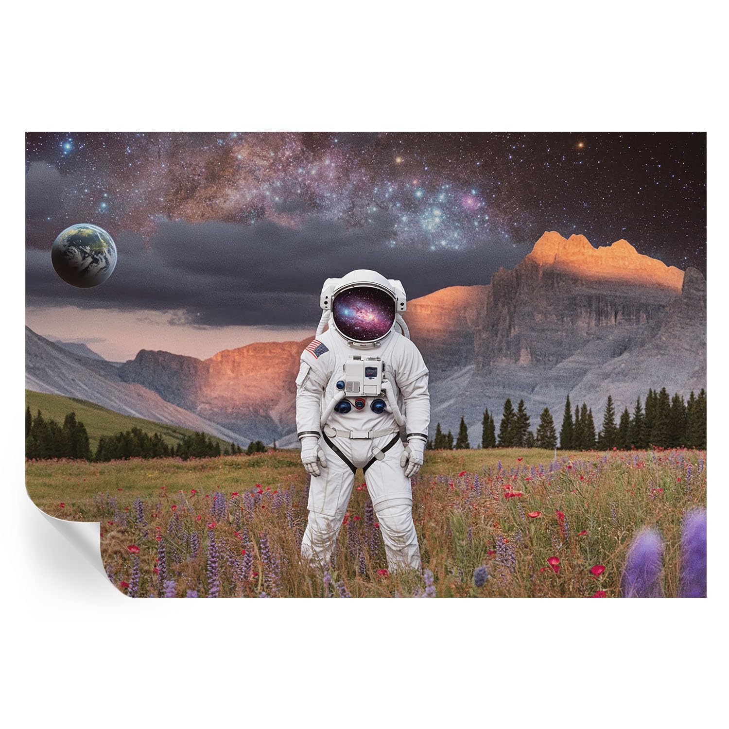 Decoración adhesiva paisaje cósmico 152x104 cm lavable y de fácil colocación sin burbujas
