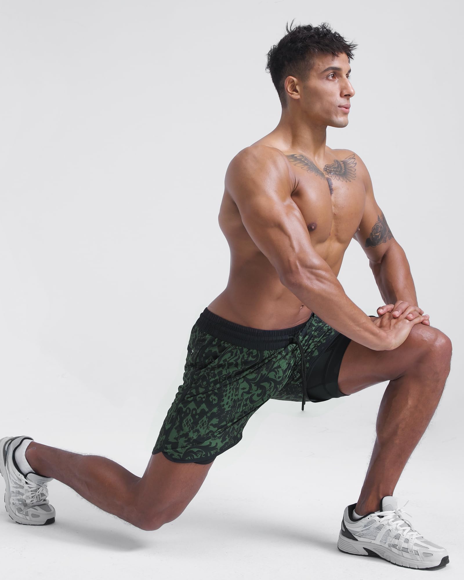 maamgic Pantalones cortos de entrenamiento para hombre, estilo retro, de 5 pulgadas, con forro, secado rápido, pantalones cortos deportivos 2 en 1