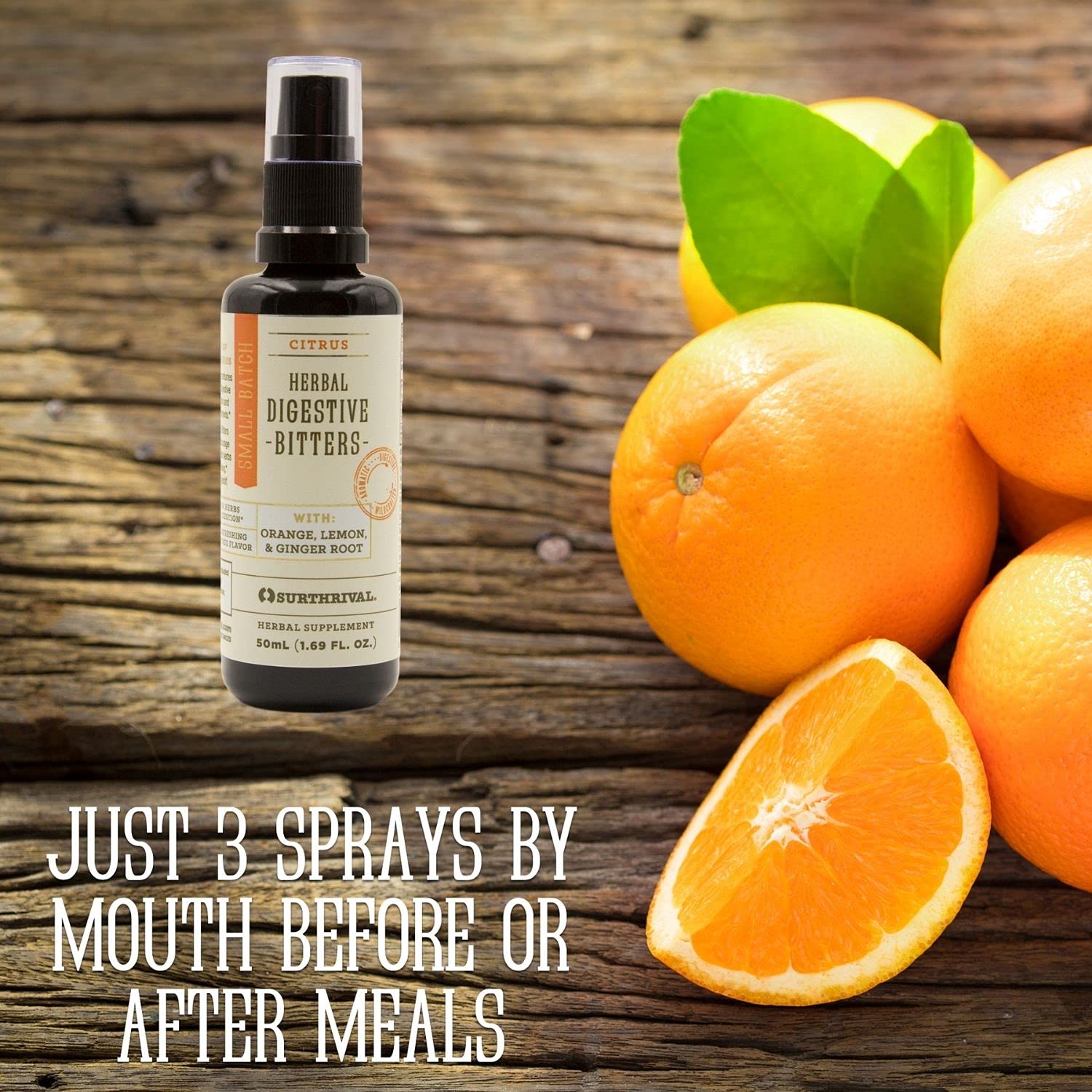 Surthrival: Herbal Digestive Bitters Spray for Digestion (1.69 fl oz / 50ml), 100% Vegan Blend of Organic & Wildcrafted Herbs & Roots
