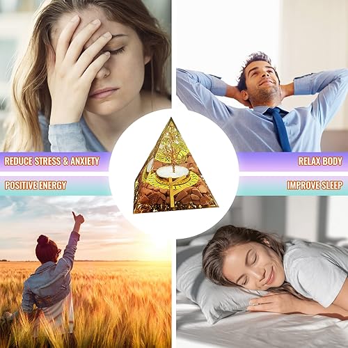 Miniatura 4 de Pirámides de orgón de energía positiva, generador de energía de orgonita de chakra amatista, cristal curativo para el éxito de la salud de la