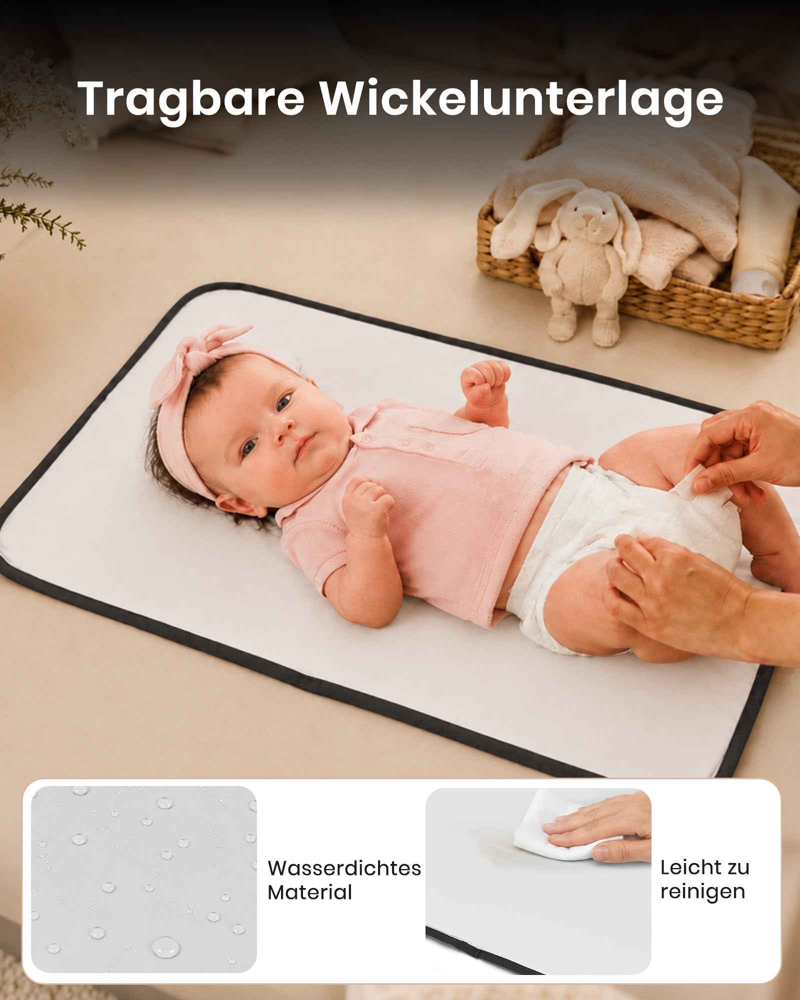 KONO Wickeltasche Rucksack Groß Wickelrucksack Diaper Bag für Mama Papa