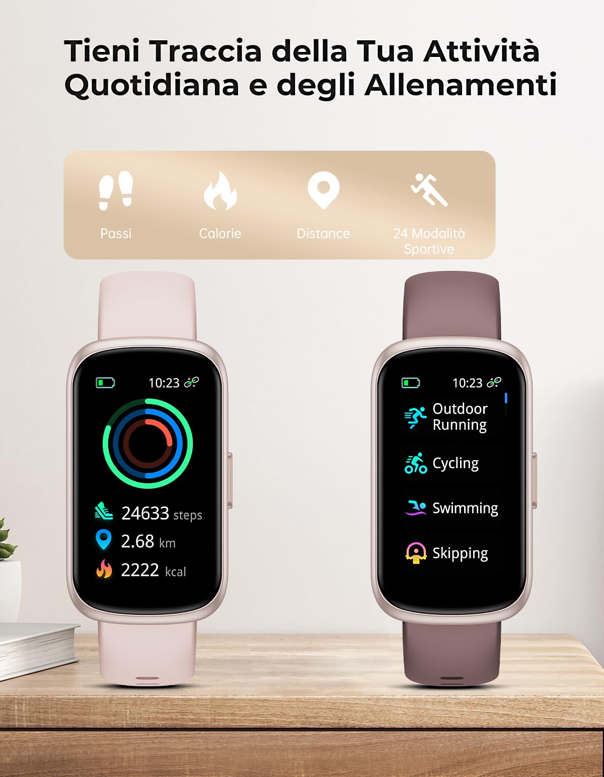 Smartwatch Donna Uomo, 1,47'' Orologio Smartwatch Piccolo con 24/7 Cardiofrequenzimetro, Sonno, Contapassi, Orologio Fitness Resistente 3 ATM Include 3 Cinturini per Android iOS, Oro rosa/Viola fumé