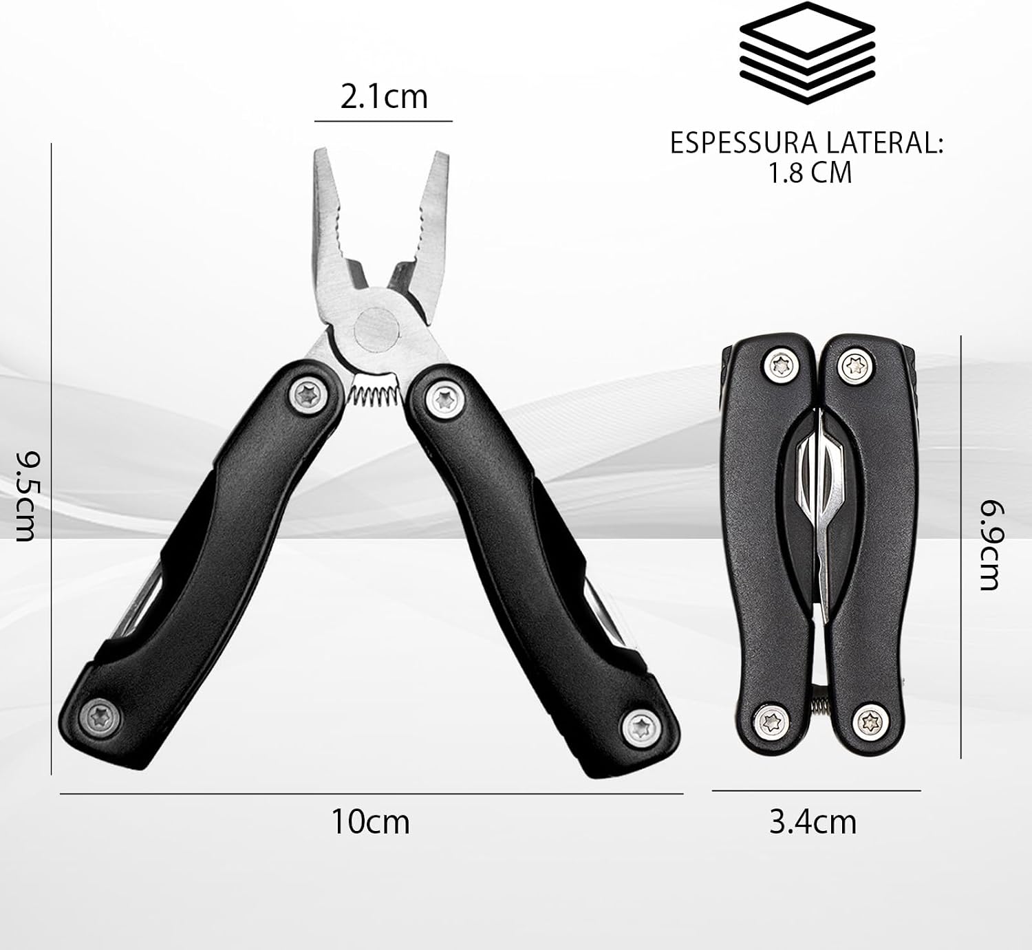 Multitool, 14 em 1 Alicate Multifuncional, Ferramenta Múltipla, Aço Inoxidável Multiferramenta, Canivete Multiuso, Atividades ao Ar Livre, Acampamento