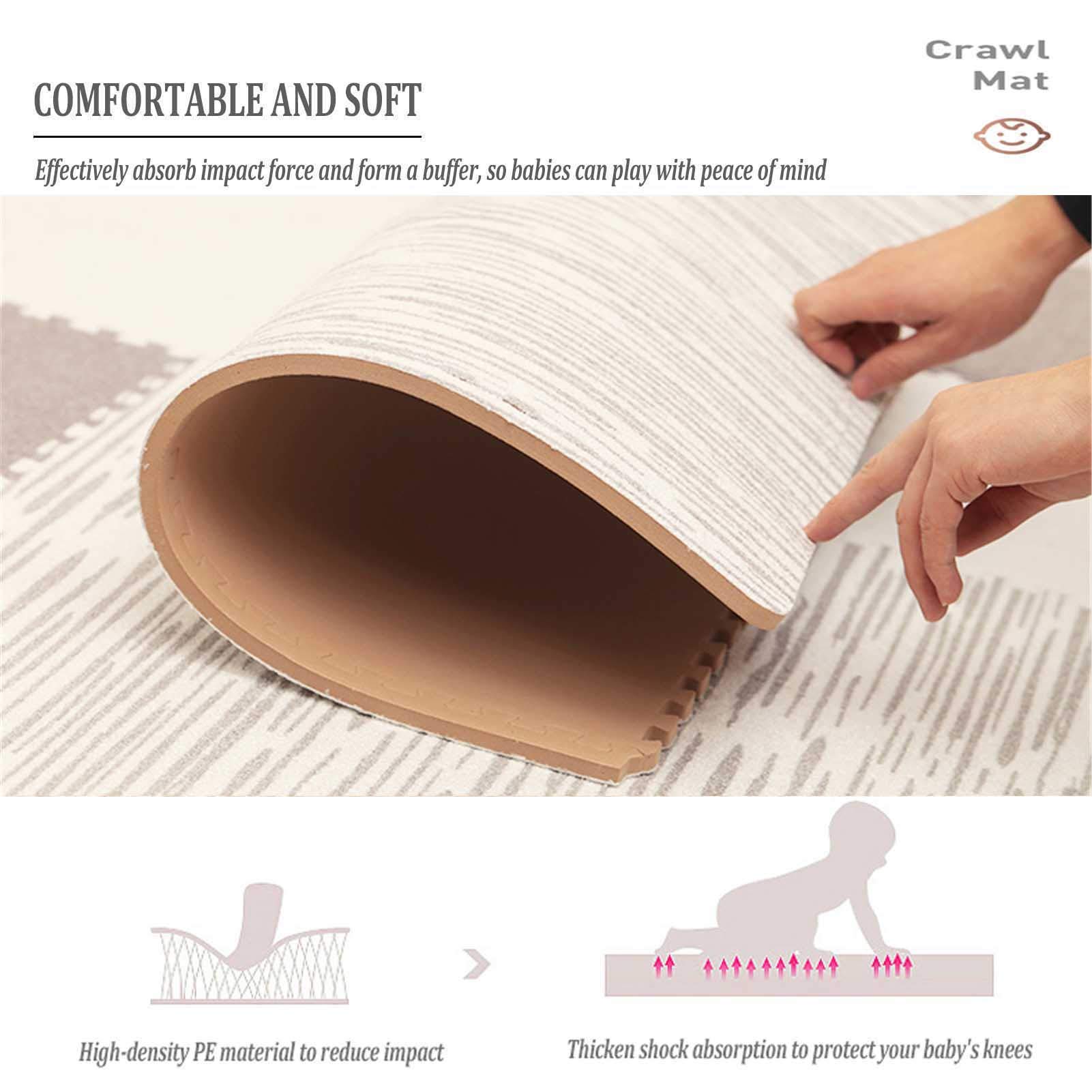 Tappetino per Giochi per Bambini, Tappetino per Puzzle in Schiuma di Peluche Ad Incastro Eva - Protezione del Pavimento per Sala Giochi Yoga per Esercizi in Garage,White+Brown,16