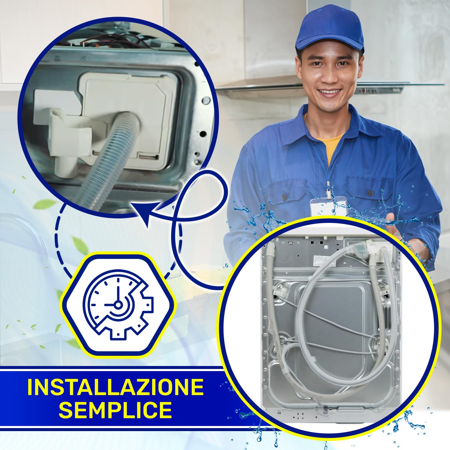 Tubo Carico Lavatrice con Aqua Stop con Codice Originale 00667327 per Bosch | Garanzia di 10 Anni - MONTERAL