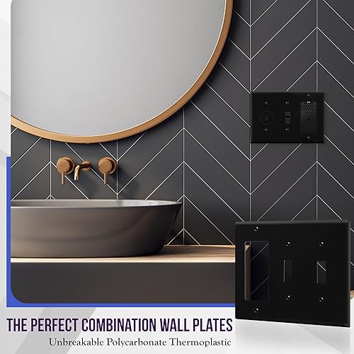 Miniatura 10 de ENERLITES Placa de pared combinada de doble palancaindividual decorador de salida basculante, tamaño estándar, cubierta de interruptor de luz de 3