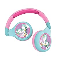 Lexibook, Unicorno, Cuffie Bluetooth 2 in 1 stereo, senza fili, con cavo, pieghevoli, regolabili, microfono, leggere, rosalu, HPBT010UNI