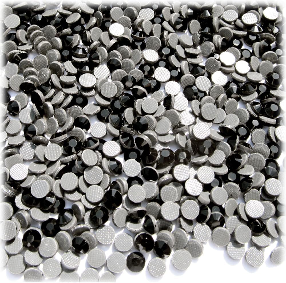 The Crafts Outlet 1,440-pc Iron On Heat induced Glue, Glass Rhinestones, Round, 5mm (20ss) Small - Jet Black
