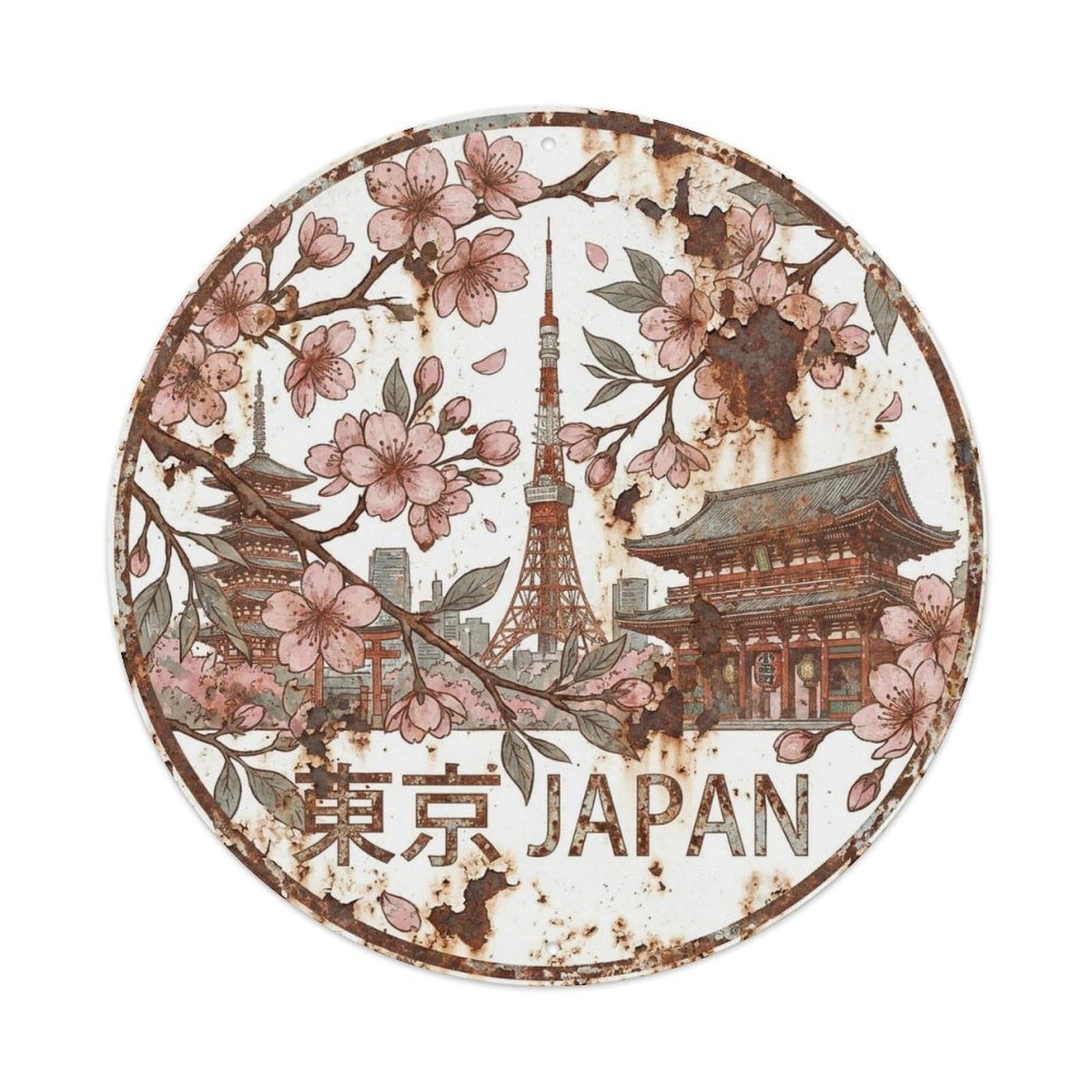 Tokyo Japan Capital Travel Colorblock Cultural Landmark Metal Tin Sign