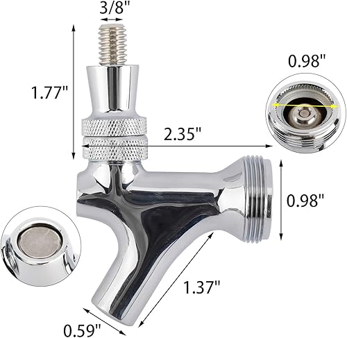 Miniatura 3 de RealPlus Paquete de 2 grifos de cerveza de barril con vástago de 4.1 pulgadas, mango negro y cepillo de grifo para montaje de púas Homebrew 1/4