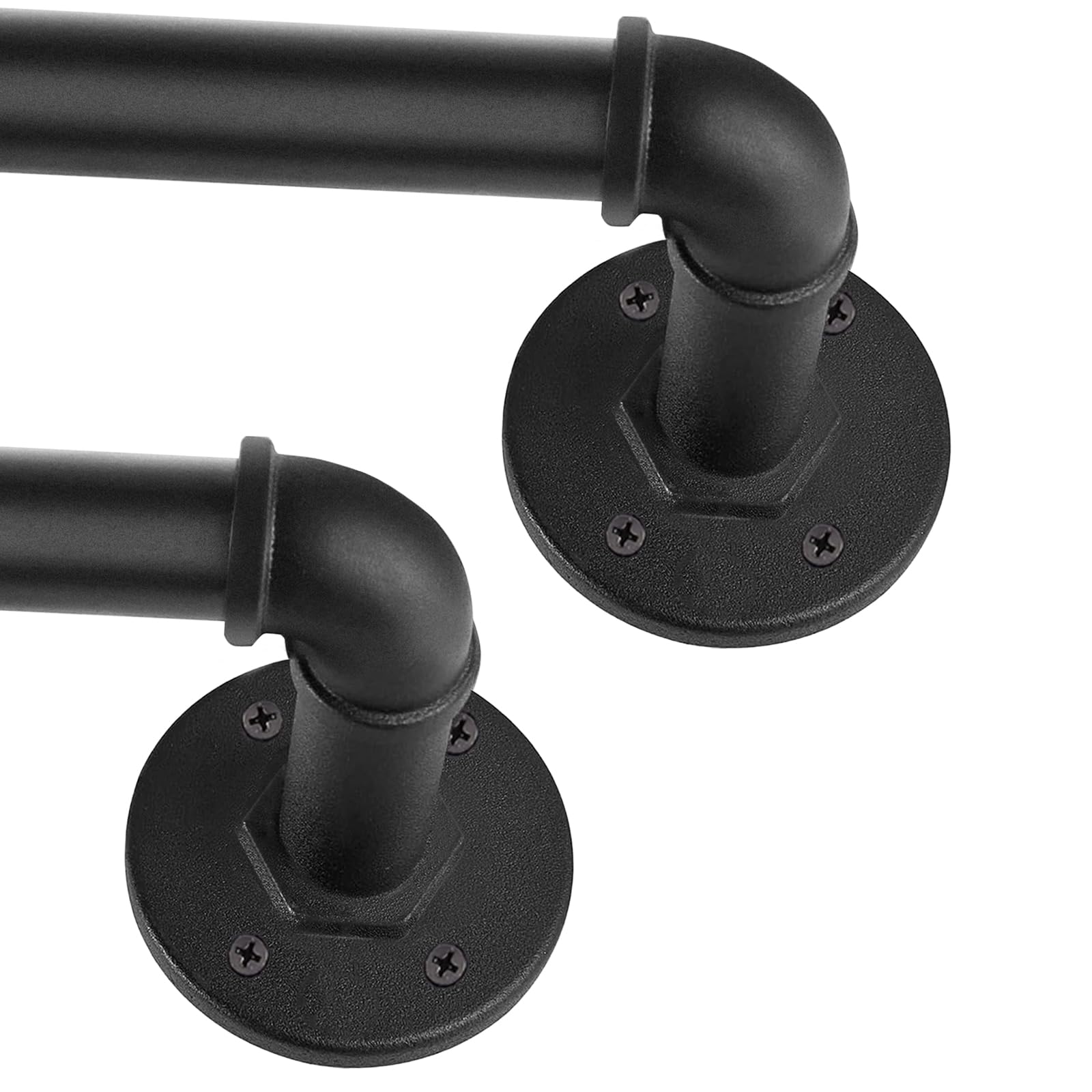 Schwarze Industrielle Vorhangstange, Stabil und Belastbar, Gardinenstange Ausziehbar Metall.