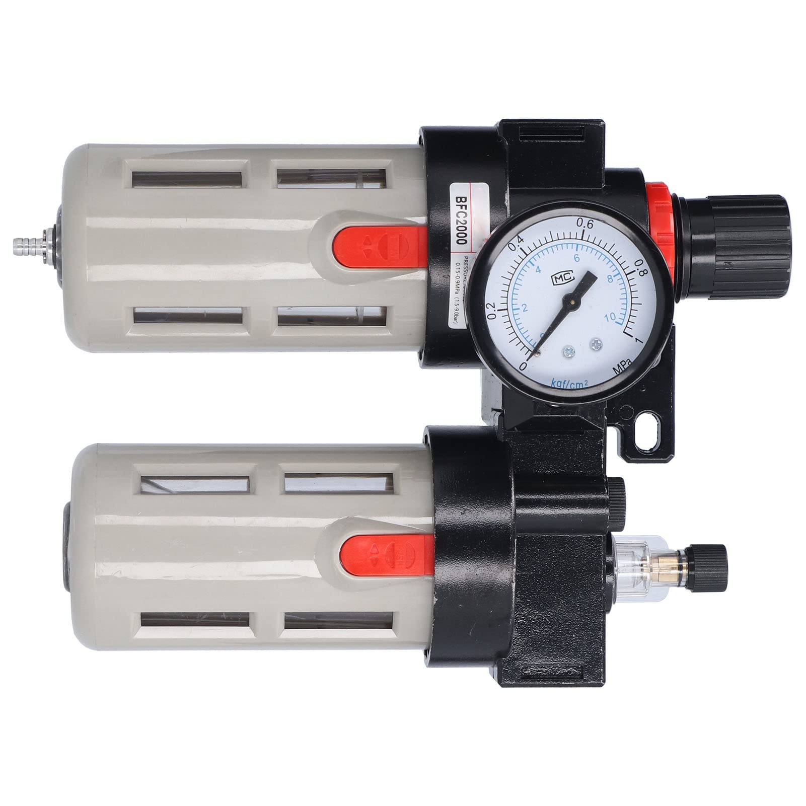 Regulador de Presión de Filtro de Aire Regulador de Filtro de Aire Comprimido de Aleación de Aluminio de 0,15 a 0,9 MPa con Indicador de Separación de Agua y Aceite para Equipos de (BFC2000)