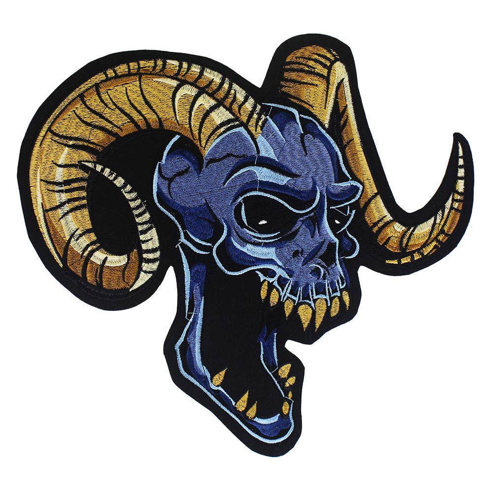 Emdomo Multicolors Sheep Skull Embroidery Applique Stickers Iron On Patches Diy For Clothes Jacket Badge 1 Piece