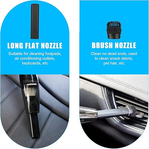 Miniatura 5 de AUTOOMMO Aspiradora de coche de 5000 PA aspiradora de mano inalámbrica de 70 W mini aspiradora portátil de coche con baterías recargables de 2 x