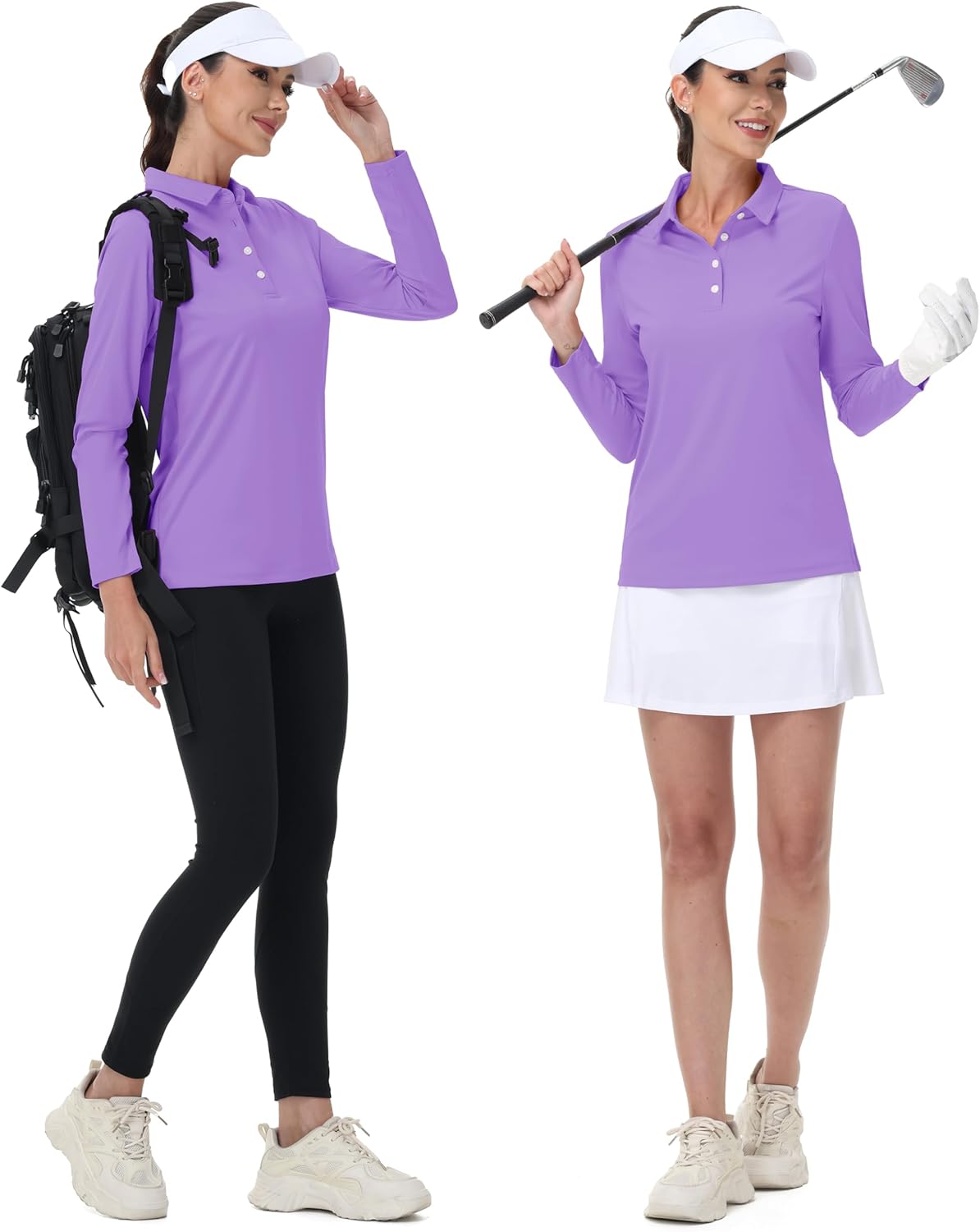 MAGCOMSEN Women's Polo Shirts Long Sleeve Golf Shirt Quick Dry UPF 50+ Sun Protection Lightweight Tennis Shirts - Image 6