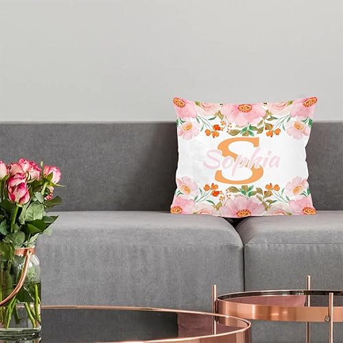 Miniatura 4 de Funda de almohada con nombre, funda de almohada personalizada con flores, funda de almohada cuadrada, regalos de cumpleaños para mamá, sofá, cama de