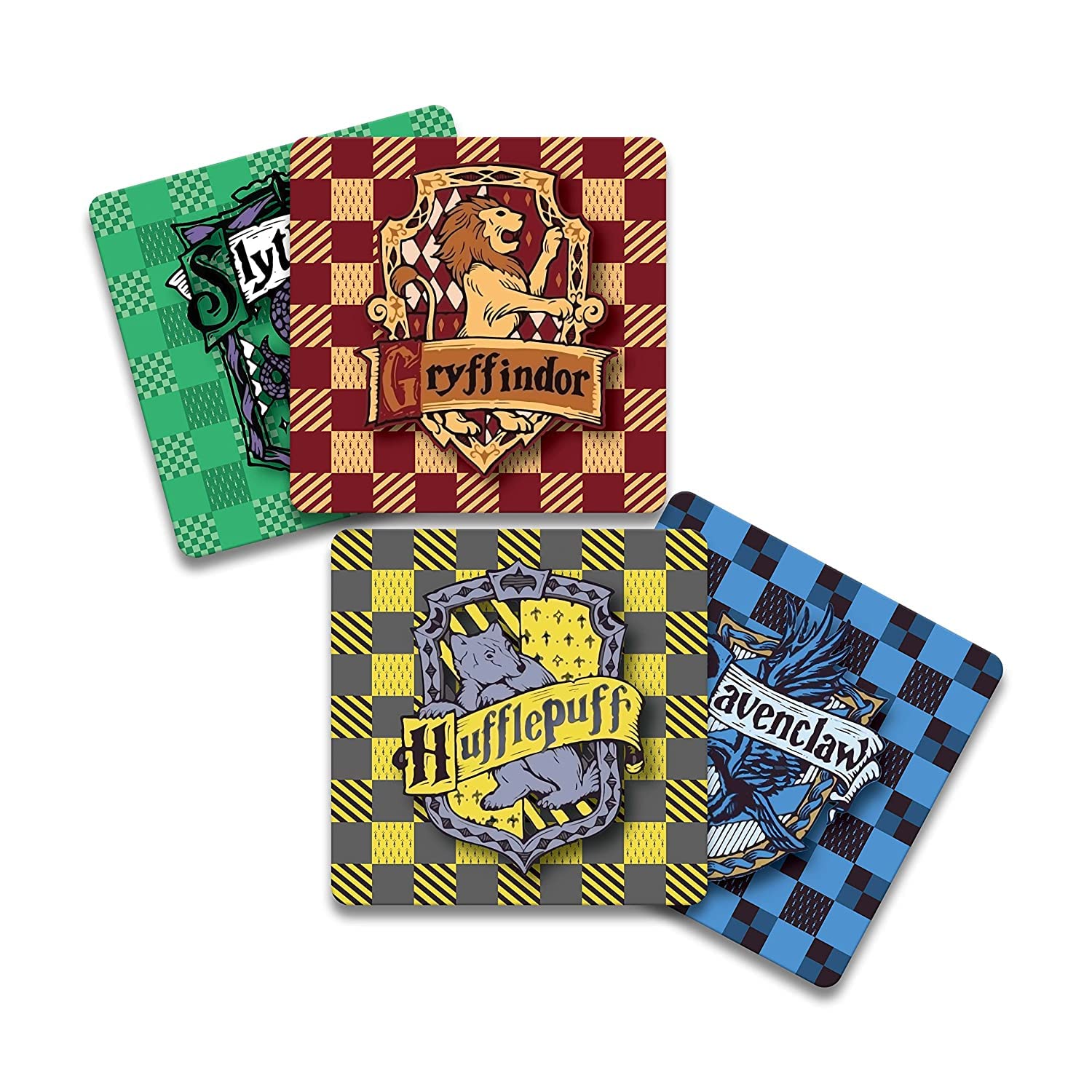 Epic Stuff - Harry Potter All Houses Combo Pack of 4 Wooden Coaster (Gryffindor + Slytherin + Hufflepuff + Ravenclaw) - Officially Licensed by Warner Bros, USA