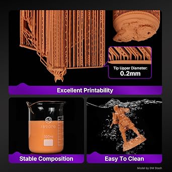 RESIONE Tough 3D Printer Resin TH-HR High-Resolution Tough Resin with Excellent Printability, Easy to Clean, Stable Composition, ABS-Like with Low Shrinkage & for LCD/MSLA/DLP Printers (Red Clay)