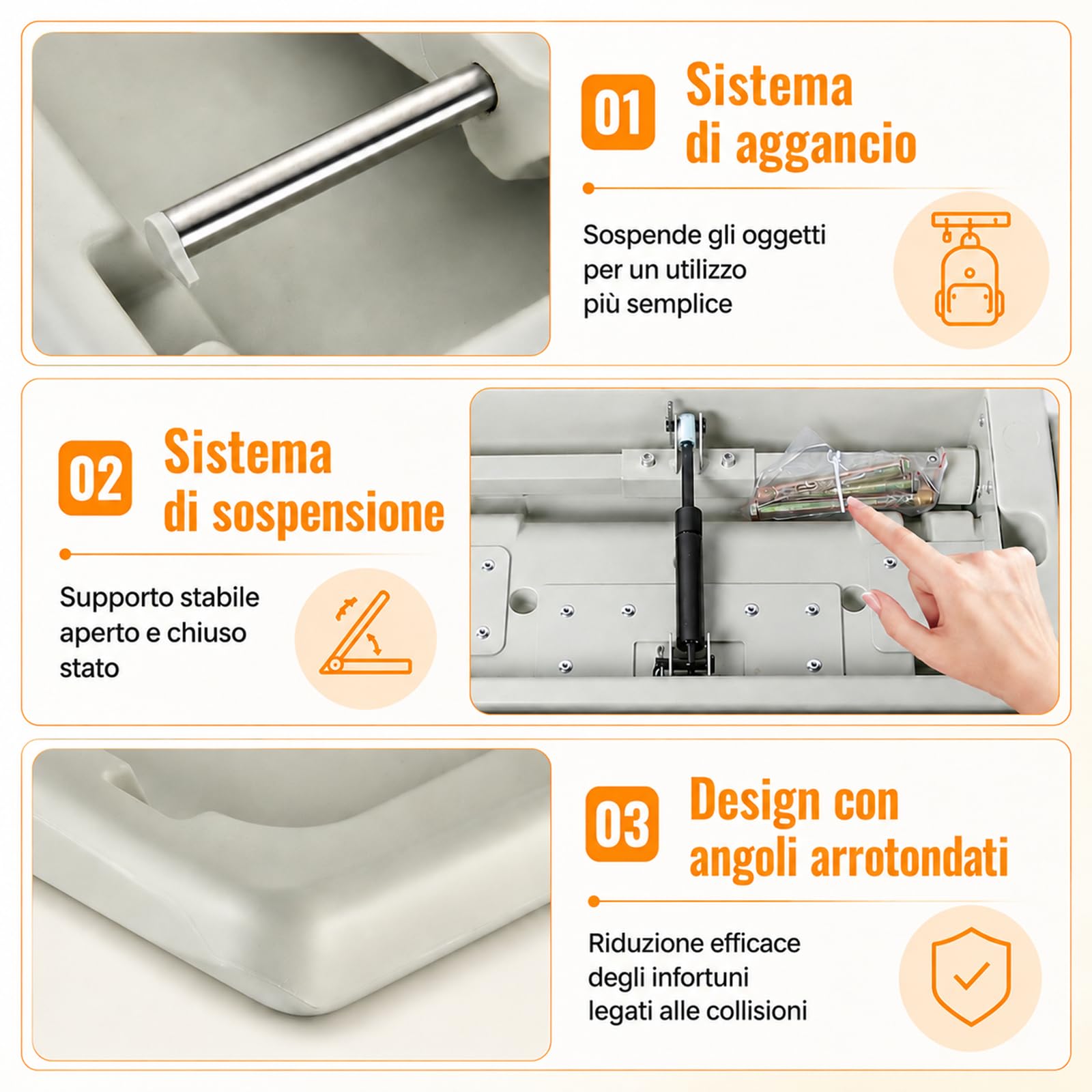 Fasciatoio commerciale da parete, tavolo pieghevole per il cambio del pannolino per bagno pubblico con cinghia di sicurezza regolabile, doppi ganci laterali e scatole pieghevoli