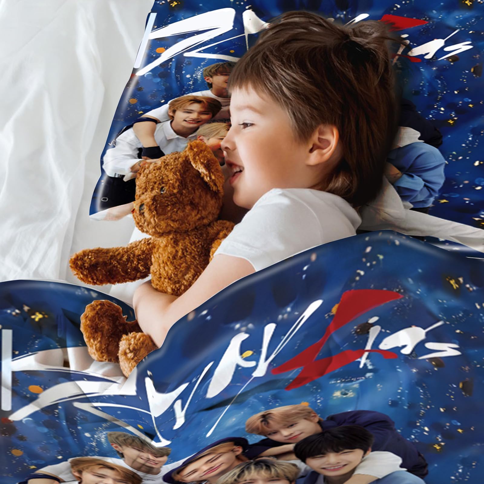 Set Lenzuolo Letto Singolo Strraykiid, Set Lenzuola Letto Singolo Strraykiid, Bed Sheets, Biancheria Da Letto 135x200 Cm, Contiene Federa 50 * 75 Cm, Piacevole e Morbida, Per fan Copripiumino