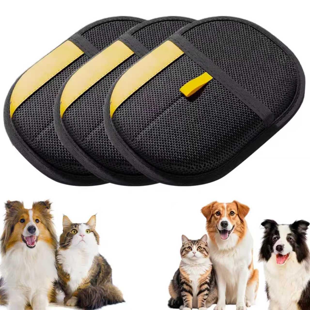 Reusable Pet Hair Removal Gloves 2026 โ Electrostatic Grooming Mitt for Dogs and Cats, Deshedding Glove Removes Hair from Furniture, Sofas, Carpets, Clothes and Car Seats (3 PCS)