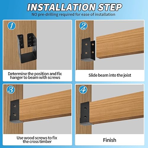 Miniatura 5 de Concealed Joist Hanger 16 PCS,2"x4" Outdoor Concealed-Flange Light Joist Bracket,Q235B Steel Powder-Coated Joist Hanger Fit for Beam,Swing,