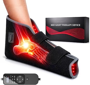 Red Light Therapy for Foot & Ankle, 660nm Red & 850nm Near Infrared LED Foot Wrap for Heel, Arch & Ankle, Adjustable Intensity & 6 Timers, Fits Up to Size 12