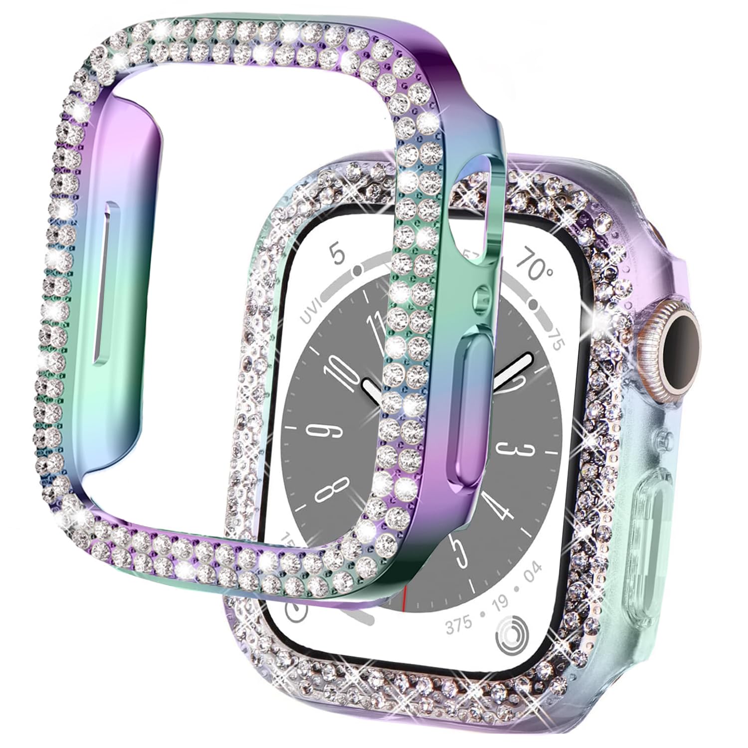 Coque Apple Watch Ultra 2 paillettes et diamants luxe noir transparent