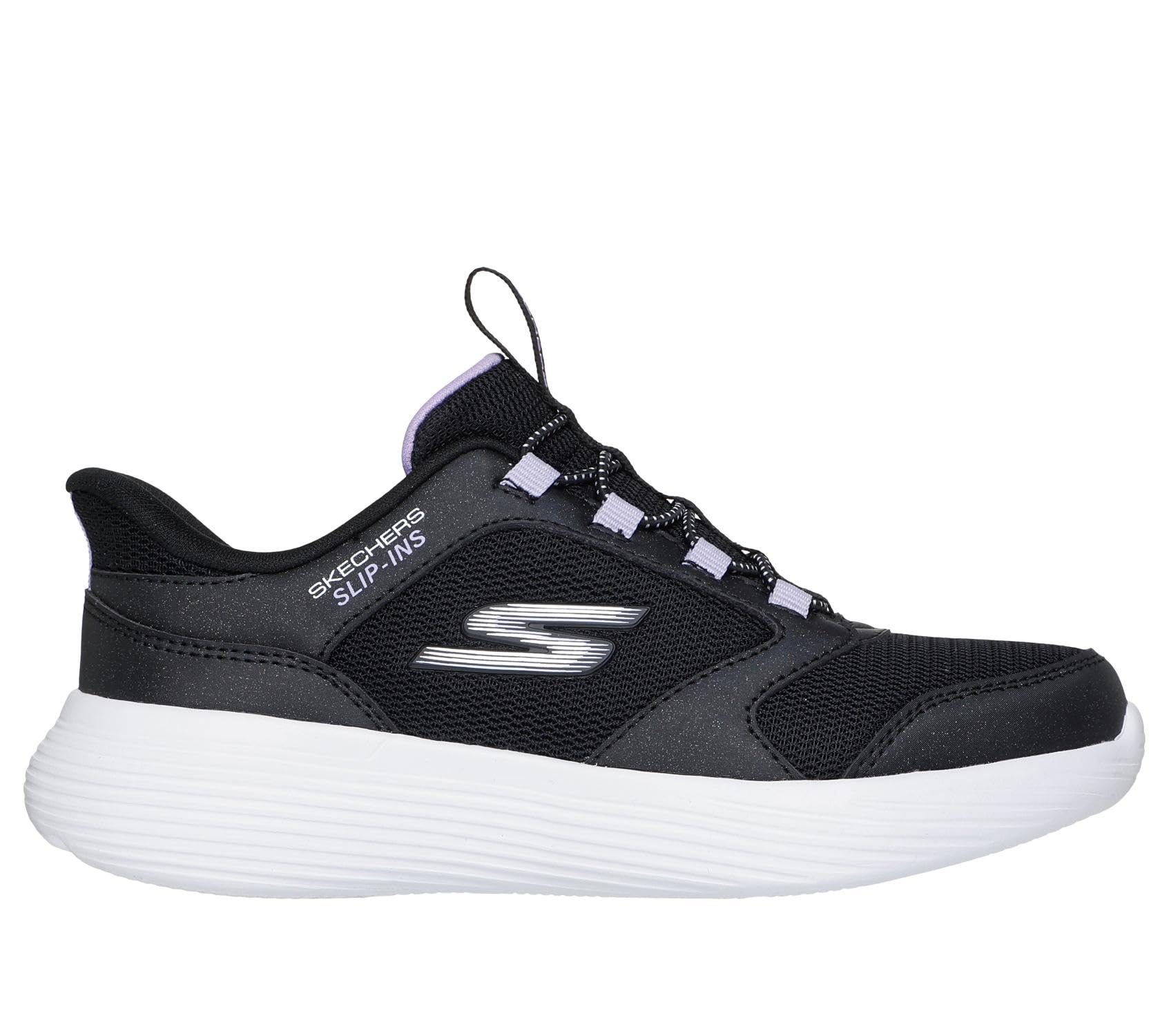 Skechers Niñas Go Run 400 V2 Tetra Speed Slip-In ENTRENADOR, Black Synthetic/Textile, 27.5 EU