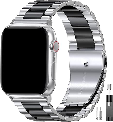 Miniatura 21 de EPULY Banda de Metal Compatible con Correas de Apple Watch para Hombres 49mm 46mm 45mm 44mm 42mm 41mm 40mm 38mm, Correa de Acero Inoxidable de Negro