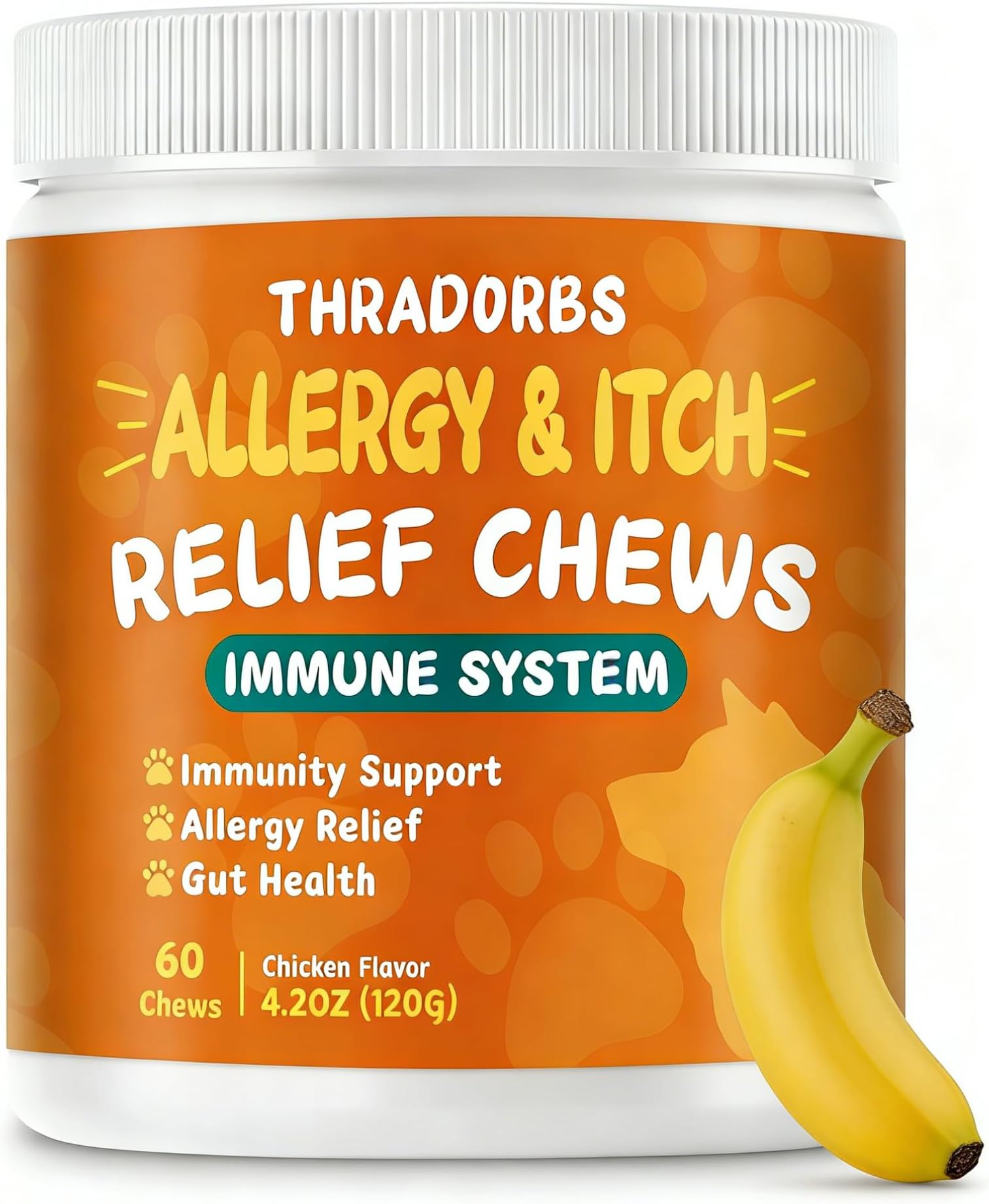 Dog Allergy Relief Chews - 60 Count Natural Itch Relief Treats, Dog Supplement for Dry Skin & Healthy Coat Care