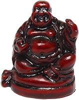 Vista 4 de Juego de 6 figuras de Buda sonriente de la suerte feliz de Buda, 1 pulgada, color rojo